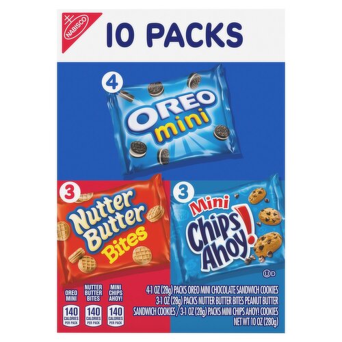 Nabisco Oreo/Nutter Butter/Chips Ahoy! Cookies, 10 oz, 10 count