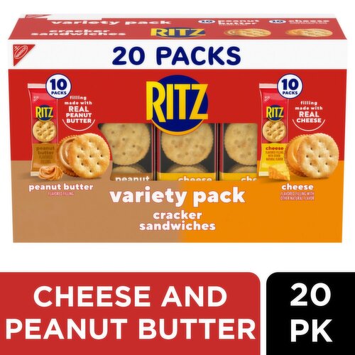 Nabisco Ritz Peanut Butter and Cheese Cracker Sandwiches Variety Pack, 20 count, 1 lb 11.3 oz