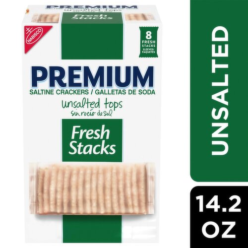 Nabisco Premium Fresh Stacks Unsalted Tops Saltine Crackers, 8 count, 14.2 oz