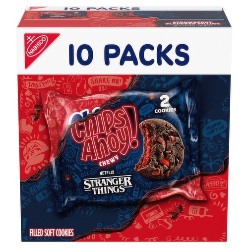 CHIPS AHOY! Stranger Things Chewy Chocolatey Strawberry-Flavored Filled Soft Cookies