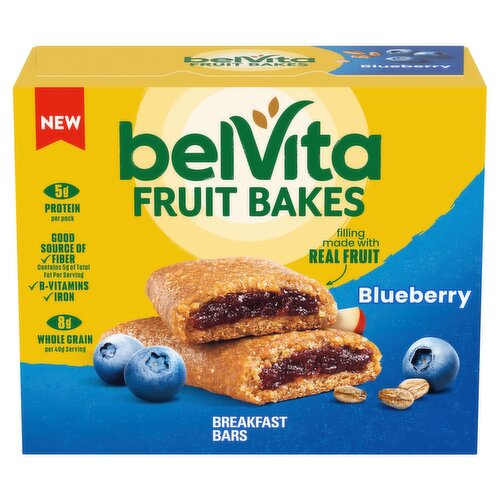 Belvita Fruit Bakes Blueberry Breakfast Bars, 1.41 oz, 5 count