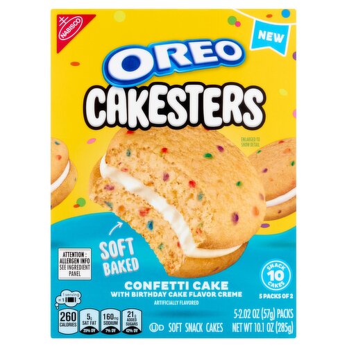 Nabisco Oreo Cakesters Confetti Cake Soft Snack Cakes, 2.02 oz, 5 count