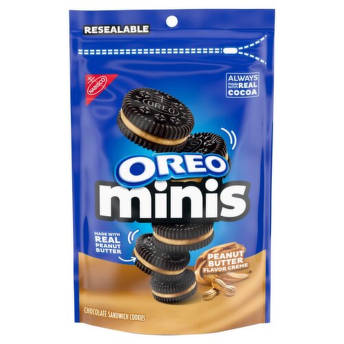 OREO Minis Peanut Butter Creme Chocolate Sandwich Cookies, 8 oz