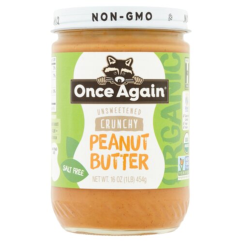 Once Again Organic Unsweetened Crunchy Peanut Butter, 16 oz