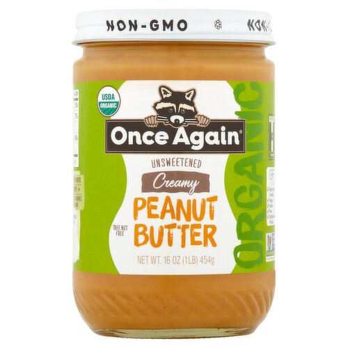 Once Again Unsweetened Creamy Peanut Butter, 16 oz