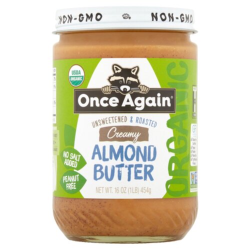 Once Again Organic Unsweetened & Roasted Creamy Almond Butter, 16 oz