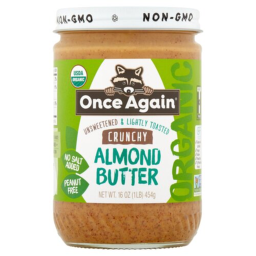 Once Again Organic Unsweetened & Lightly Toasted Creamy Almond Butter, 16 oz