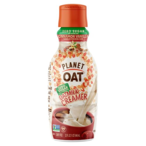 Planet Oat Dairy Free Zero Sugar Cinnamon Vanilla Oatmilk Creamer, 32 fl oz