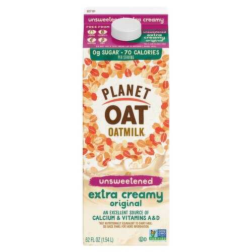 Planet Oat Unsweetened Extra Creamy Original Oatmilk, 52 fl oz