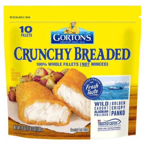 Gorton's Crunchy Breaded Fish Fillets, 10 count, 19 oz