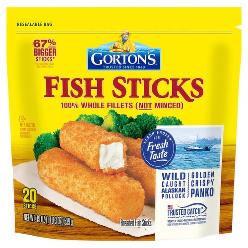 Gorton's Breaded Fish Sticks, 20 count, 19 oz