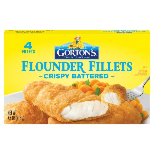 Gorton's Crispy Battered Flounder Fillets, 4 count, 7.6 oz