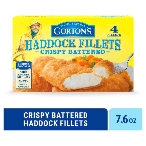 Gorton's Crispy Battered Haddock Fillets, 4 count, 7.6 oz