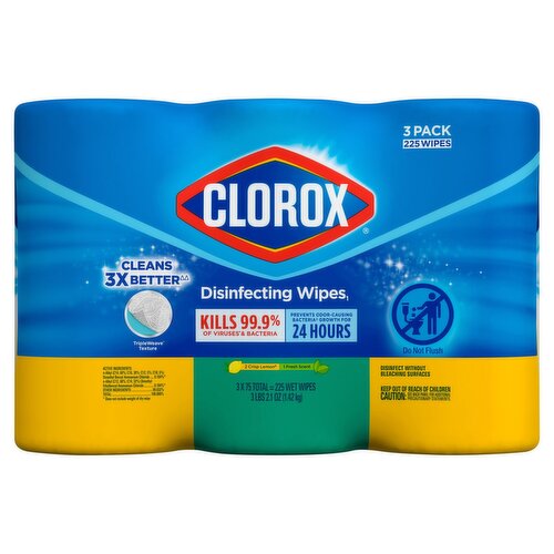 Clorox Crisp Lemon and Fresh Scent Disinfecting Wipes, 225 count, 3lbs