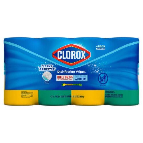 Clorox Crisp Lemon and Fresh Scent Disinfecting Wipes, 4 count, 4 lb 2.8 oz