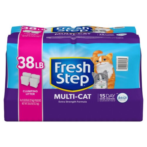 Fresh Step Multi-Cat Extra Strength Formula Clumping Cat Litter, 9.5 lb, 4 count