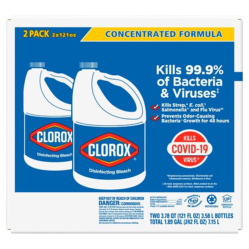 Clorox Disinfecting Bleach, 3.78 qt, 2 count