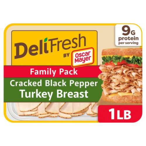 Oscar Mayer Deli Fresh Cracked Black Pepper Turkey Breast Family Pack, 16 oz