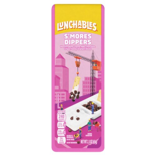 Lunchables S'Mores Dippers Marshmallow Creme, Milk Chocolate Chips Honey Graham Sticks, 2.3 oz