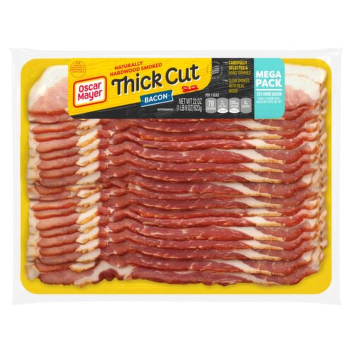 Oscar Mayer Naturally Hardwood Smoked Thick Cut Bacon Mega Расk, 22 oz