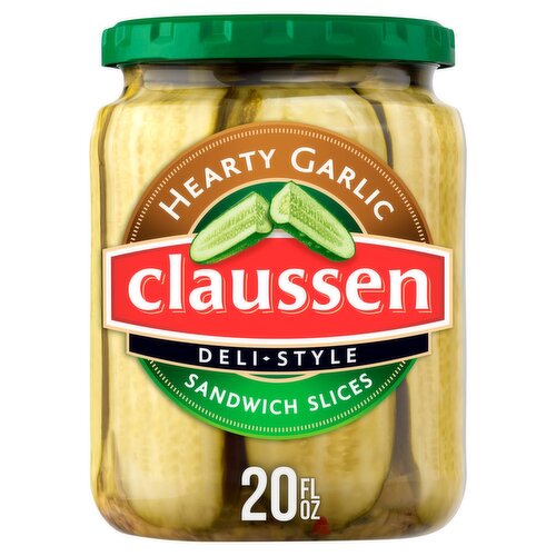 Claussen Deli-Style Hearty Garlic Sandwich Slices Pickles, 20 fl oz