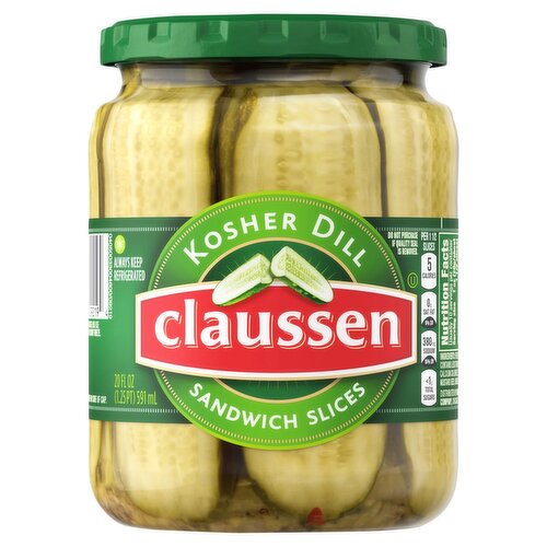 Claussen Sandwich Slices Kosher Dill Pickles, 20 fl oz