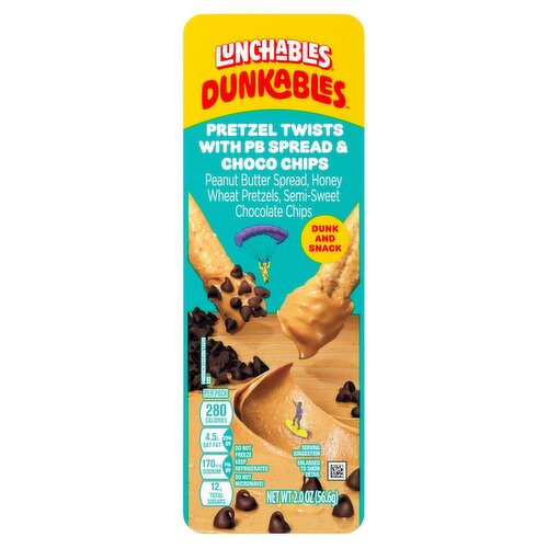 Lunchables Dunkables Pretzel Twists with PB Spread & Choco Chips, 2.0 oz