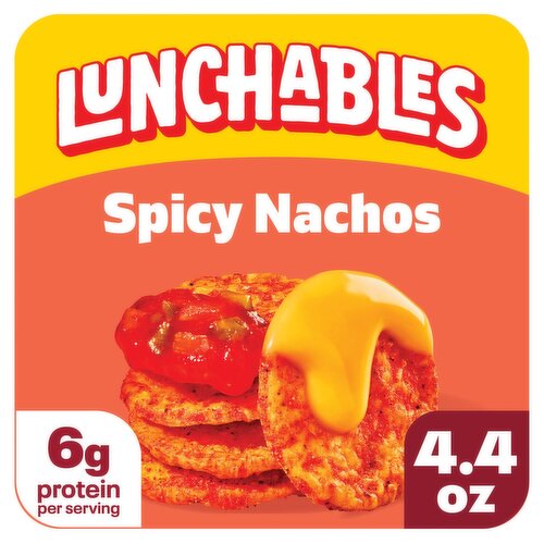 Lunchables Spicy Nachos Chili Lime Flavored Tortilla Chips, Cheese Dip, Salsa, 4.4 oz