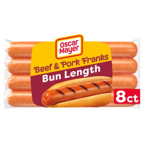 Oscar Mayer Bun Length Beef & Pork Franks, 8 count, 15 oz