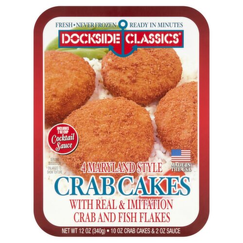 Dockside Classics Maryland Style Crab Cakes, 4 count, 12 oz