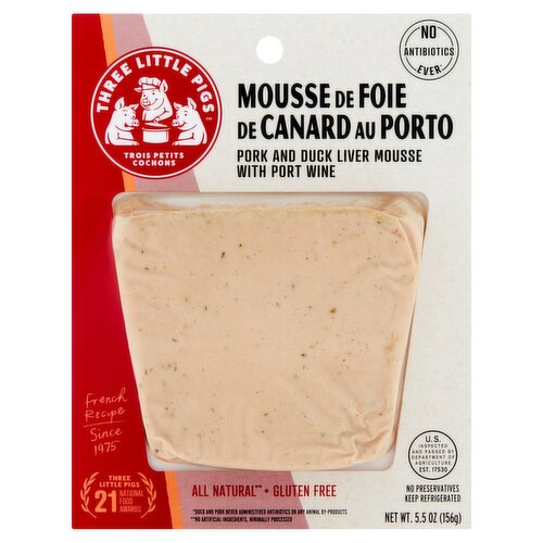 Three Little Pigs Pork and Duck Liver Mousse with Port Wine, 5.5 oz