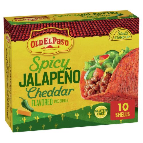 Old El Paso Spicy Jalapeño Cheddar Flavored Taco Shells, 10 count, 5.4 oz