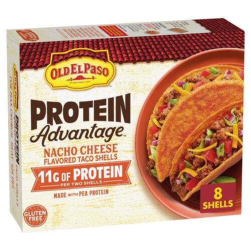 Old El Paso Protein Advantage Nacho Cheese Flavored Taco Shells, 8 count, 4.52 oz