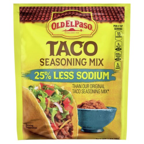 Old El Paso 25% Less Sodium Taco Seasoning Mix, 1 oz