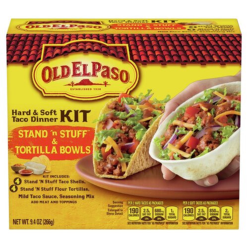 Old El Paso Stand 'N Stuff & Tortilla Bowls Hard & Soft Taco Dinner Kit, 9.4 oz