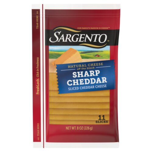 Sargento Sliced Sharp Natural Cheddar Cheese, 11 count, 8 oz