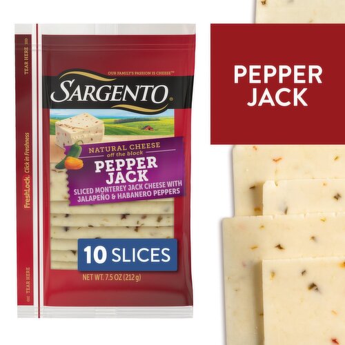 Sargento Sliced Pepper Jack Natural Cheese, 10 count, 7.5 oz