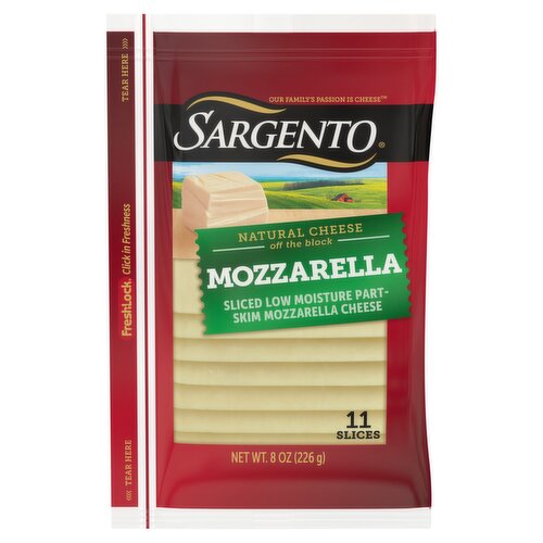 Sargento Sliced Mozzarella Natural Cheese, 11 count, 8 oz