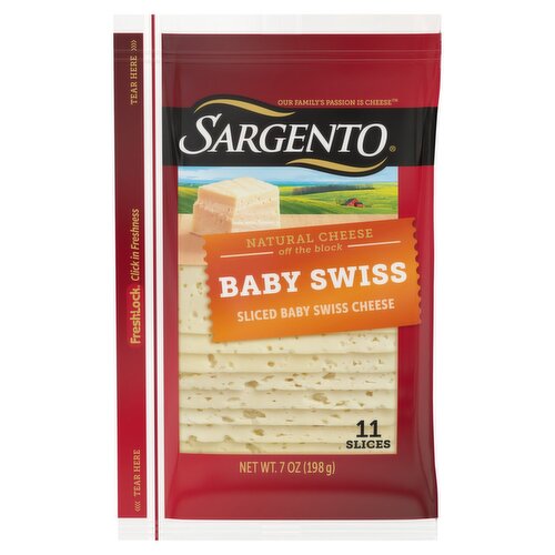 Sargento Sliced Baby Swiss Natural Cheese, 11 count, 7 oz - ShopRite