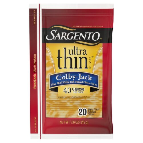 SARGENTO Ultra Thin Slices Colby-Jack Natural Cheese, 20 count, 7.6 oz