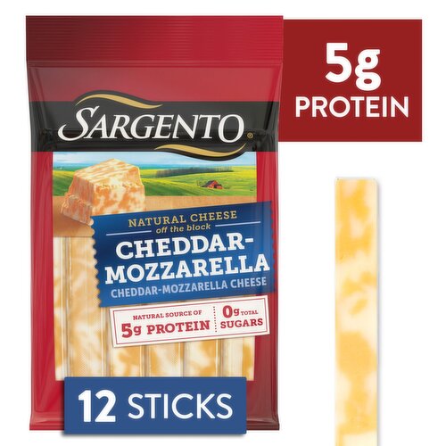 Sargento Cheddar-Mozzarella Natural Cheese Snacks, 0.75 oz, 12 count