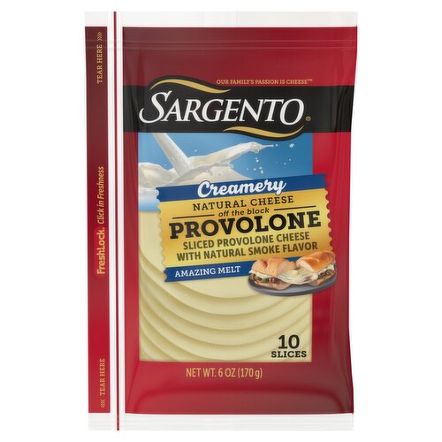 Sargento Creamery Sliced Provolone with Natural Smoke Flavor Natural Cheese, 10 count, 6 oz