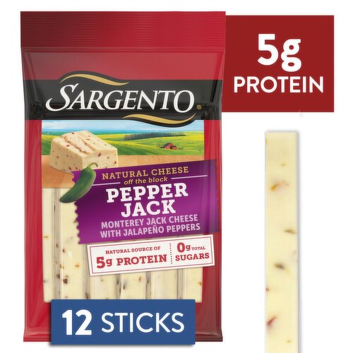 Sargento Pepper Jack Natural Cheese Snacks, 0.75 oz, 12 count