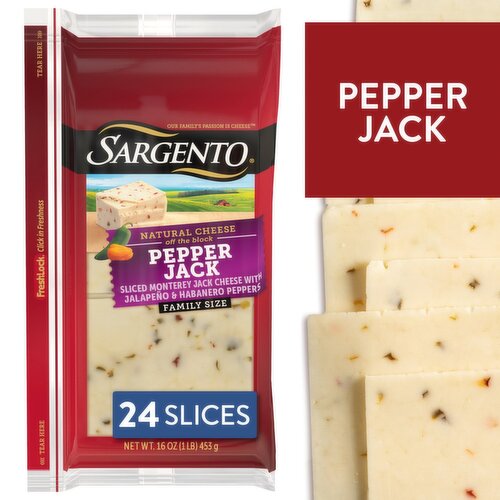 Sargento Pepper Jack Cheese Family Size, 24 count, 16 oz