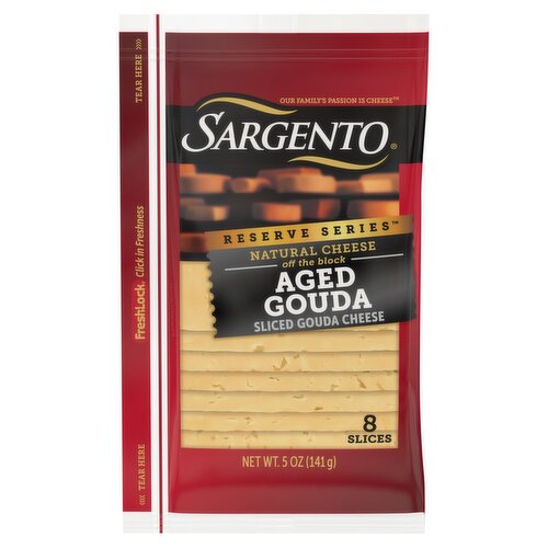 Sargento Reserve Series Sliced Aged Gouda Natural Cheese, 8 count, 5 oz