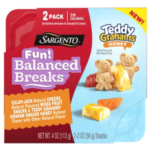 Sargento Fun! Balanced Breaks Teddy Grahams Honey Snacks, 2 oz, 2 count