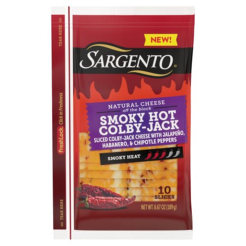 Sargento Smoky Hot Sliced Colby-Jack Cheese, 10 count, 6.67 oz