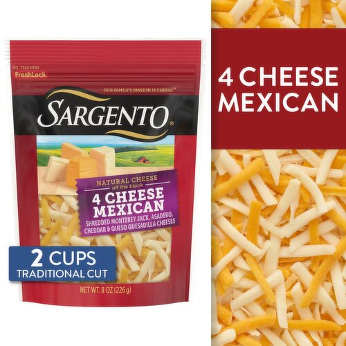 Sargento Traditional Cut 4 Cheese Mexican Natural Cheese, 8 oz