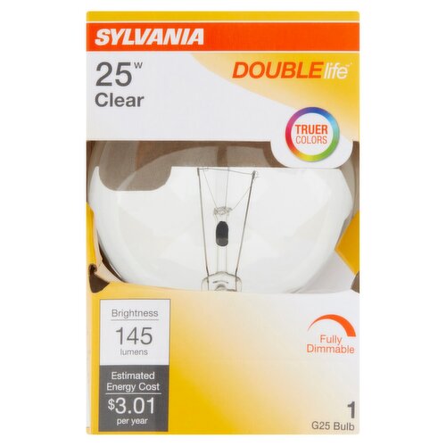 Sylvania Double Life 25W G25 Clear Bulb