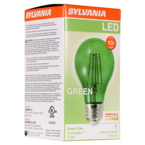 Sylvania LED Green Glass A19 Bulb